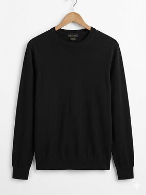 Massimo Dutti Black Crewneck Knit Sweater